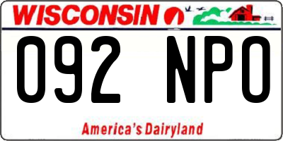 WI license plate 092NPO