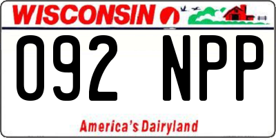 WI license plate 092NPP