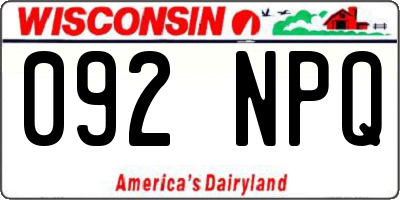 WI license plate 092NPQ