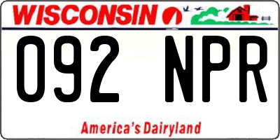 WI license plate 092NPR