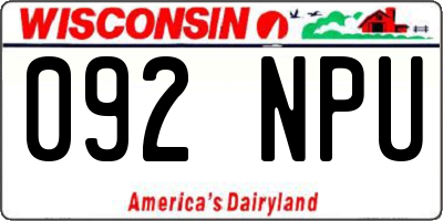 WI license plate 092NPU