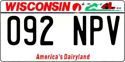 WI license plate 092NPV