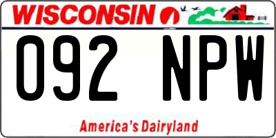 WI license plate 092NPW