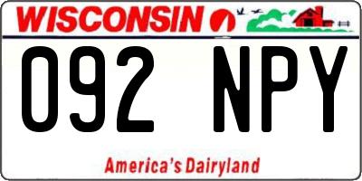 WI license plate 092NPY