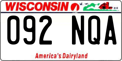 WI license plate 092NQA