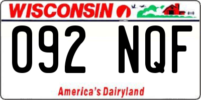 WI license plate 092NQF