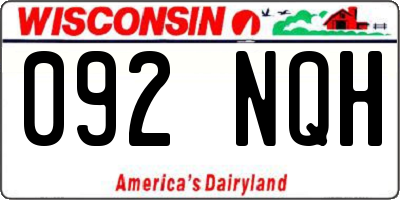 WI license plate 092NQH