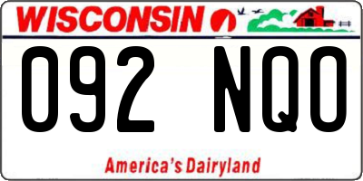 WI license plate 092NQO