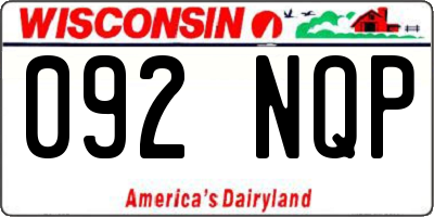 WI license plate 092NQP