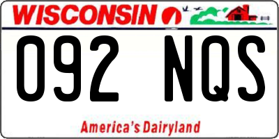 WI license plate 092NQS