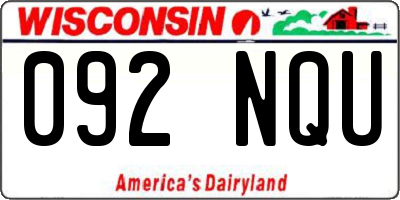 WI license plate 092NQU