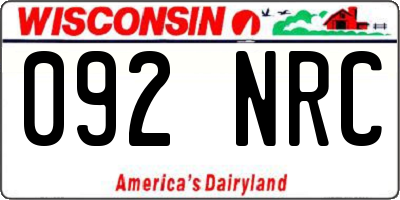 WI license plate 092NRC