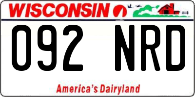 WI license plate 092NRD