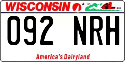 WI license plate 092NRH