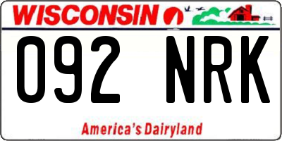 WI license plate 092NRK