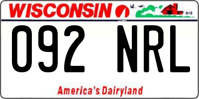WI license plate 092NRL