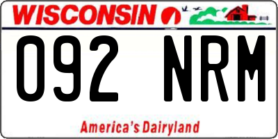 WI license plate 092NRM