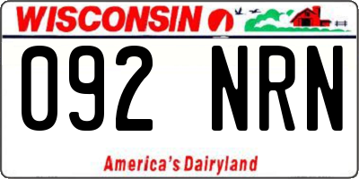 WI license plate 092NRN