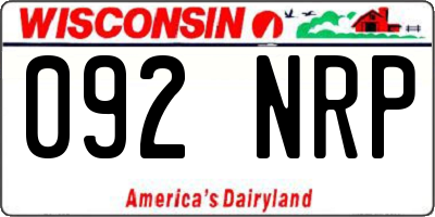 WI license plate 092NRP