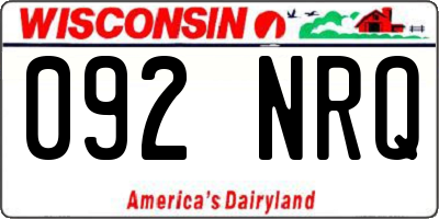 WI license plate 092NRQ