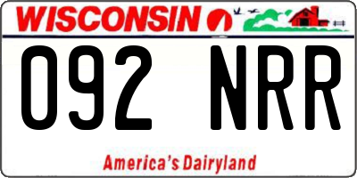WI license plate 092NRR