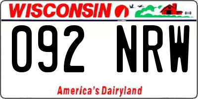 WI license plate 092NRW