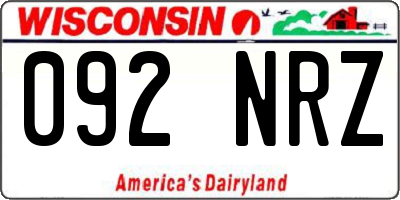 WI license plate 092NRZ