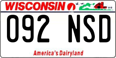 WI license plate 092NSD