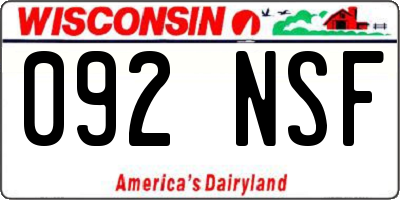 WI license plate 092NSF