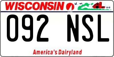 WI license plate 092NSL