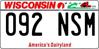 WI license plate 092NSM