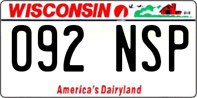 WI license plate 092NSP