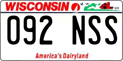 WI license plate 092NSS
