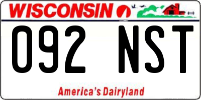 WI license plate 092NST