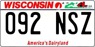 WI license plate 092NSZ