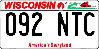 WI license plate 092NTC