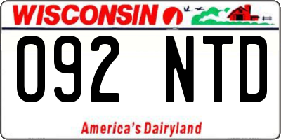 WI license plate 092NTD