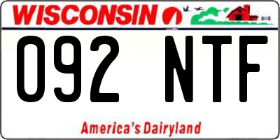 WI license plate 092NTF