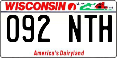 WI license plate 092NTH