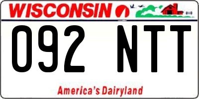 WI license plate 092NTT