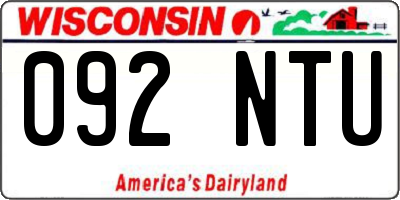 WI license plate 092NTU