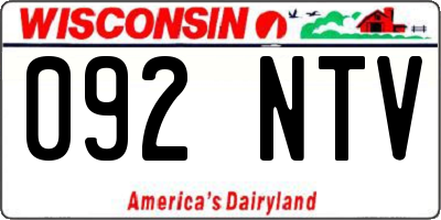 WI license plate 092NTV