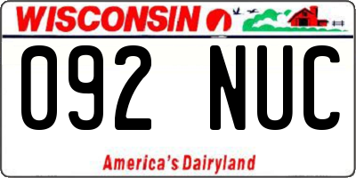 WI license plate 092NUC