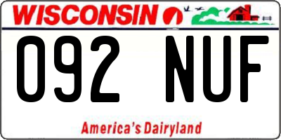 WI license plate 092NUF