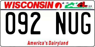 WI license plate 092NUG