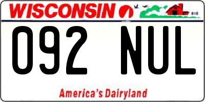 WI license plate 092NUL