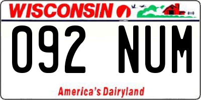 WI license plate 092NUM