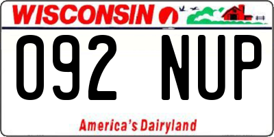 WI license plate 092NUP