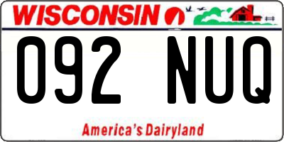 WI license plate 092NUQ
