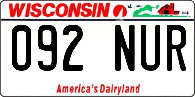 WI license plate 092NUR